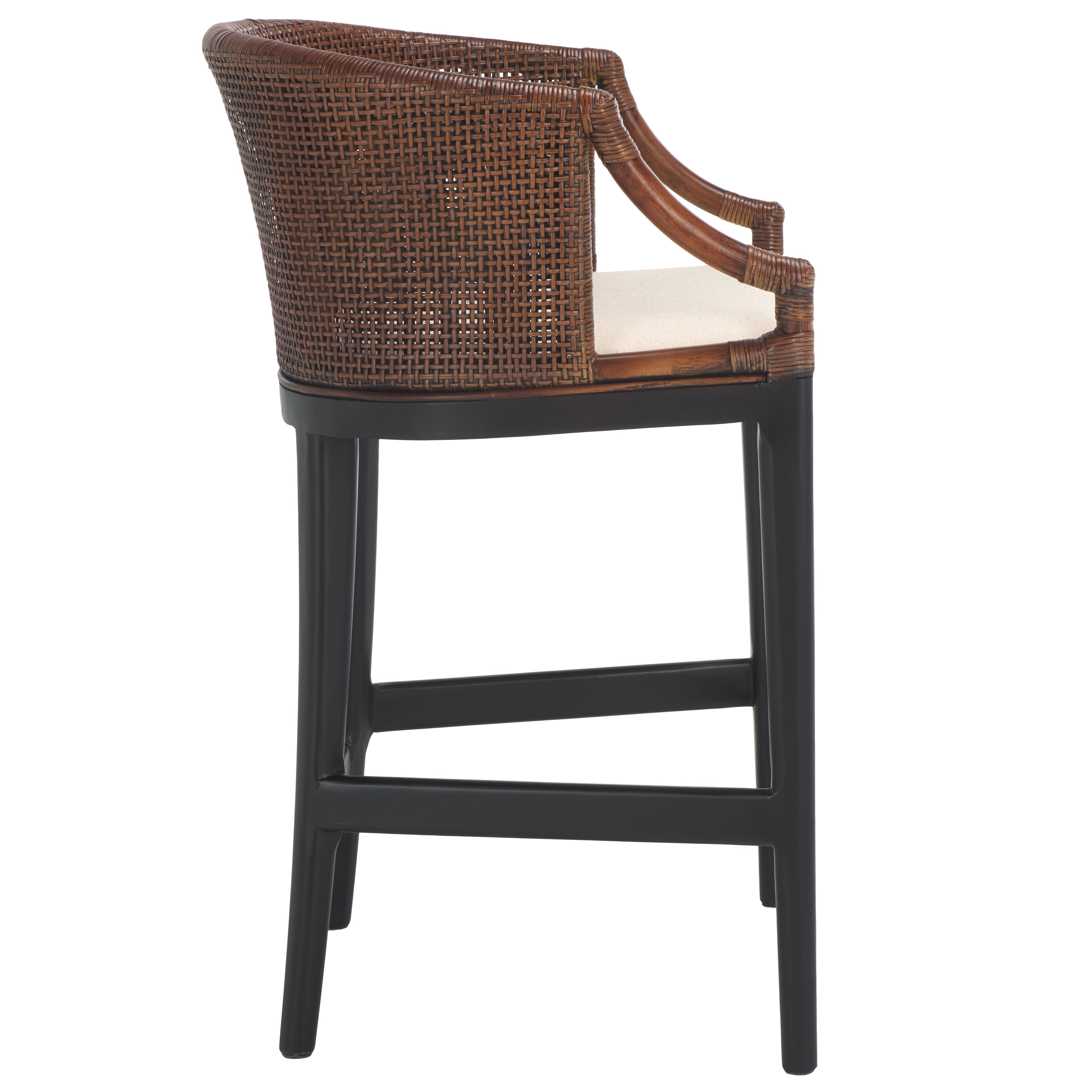 Brando Counter Stool | Safavieh - BST4000 - Dark Brown / Black / White Cushion