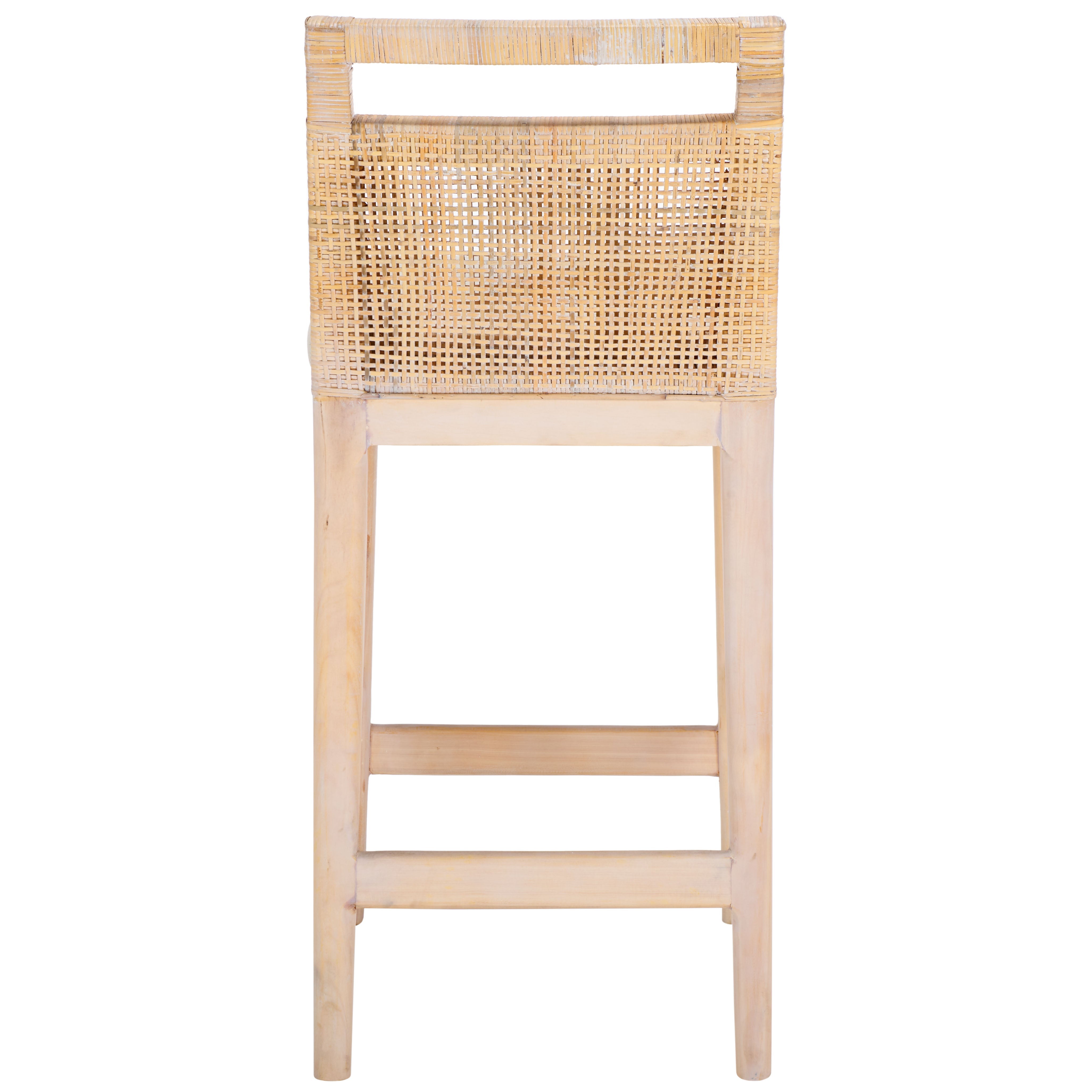 Darin Counter Stool | Safavieh - BST4001 - Natural White Wash Weave / White Wash / Holy White Cushion