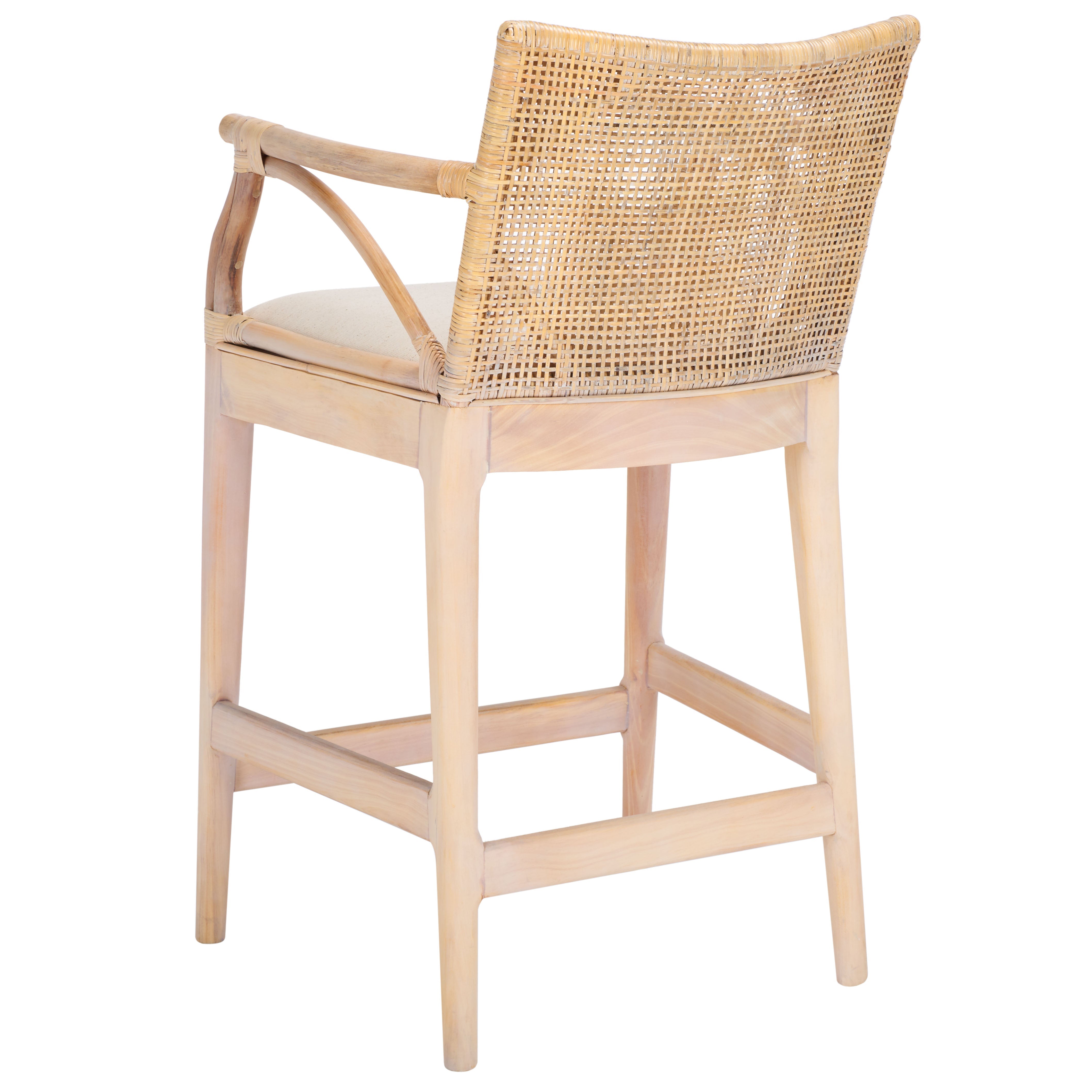 Gianni Counter Stool | Safavieh - BST4002 - Natural White Wash/ White Cushion