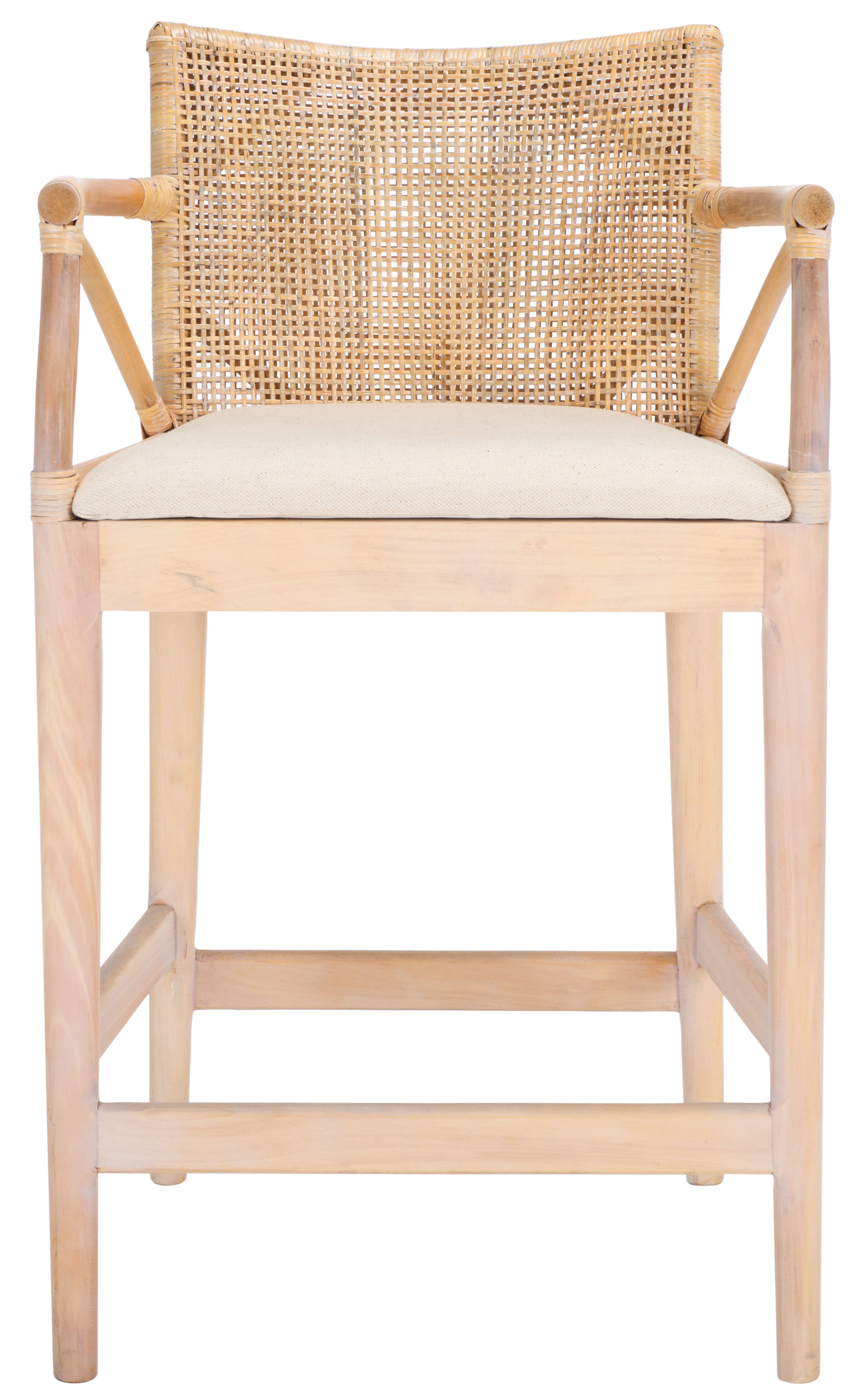 Gianni Counter Stool | Safavieh - BST4002 - Natural White Wash/ White Cushion