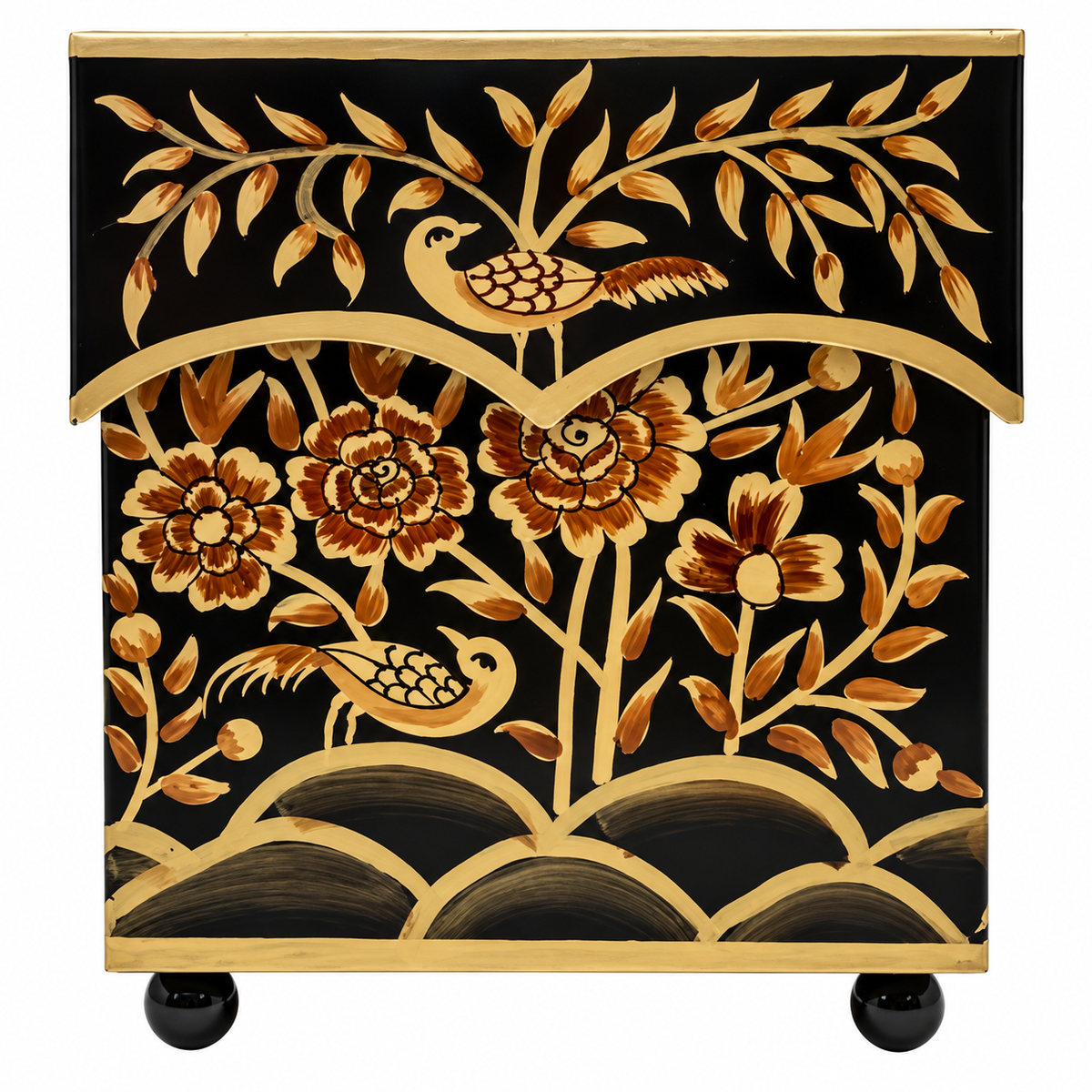 Black & Gold Pheasant Wastepaper Basket & Tissue (2 Options)