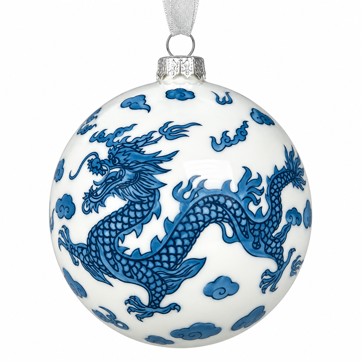 Blue & White Dragon Ball Ornament