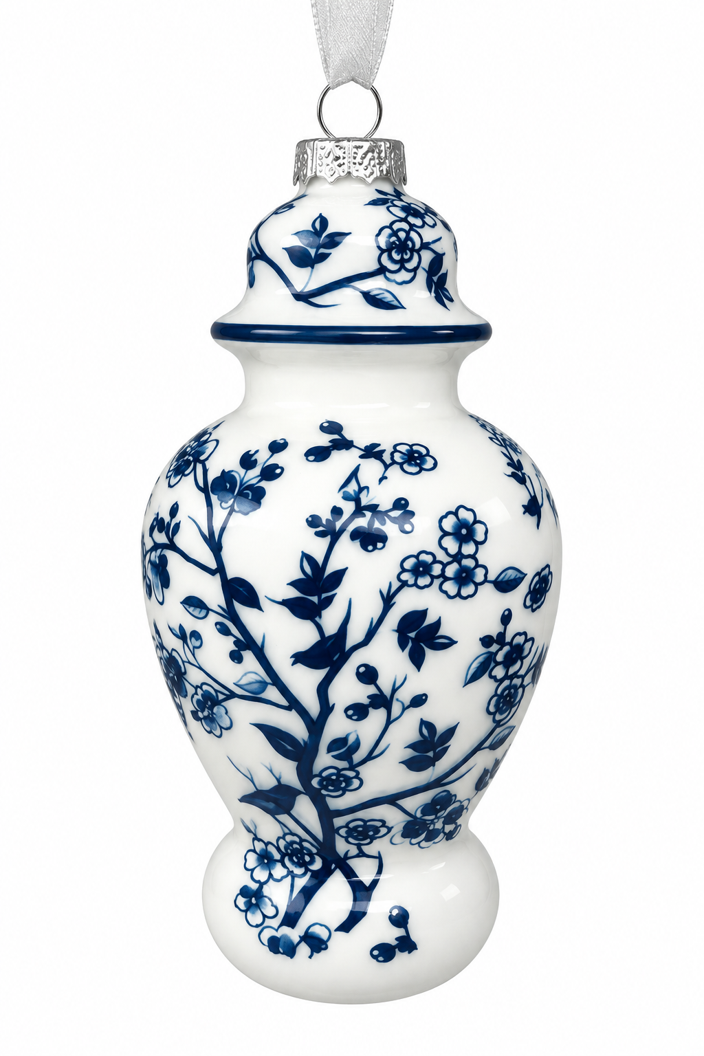 Blue & White Bird & Vine Jar Ornament