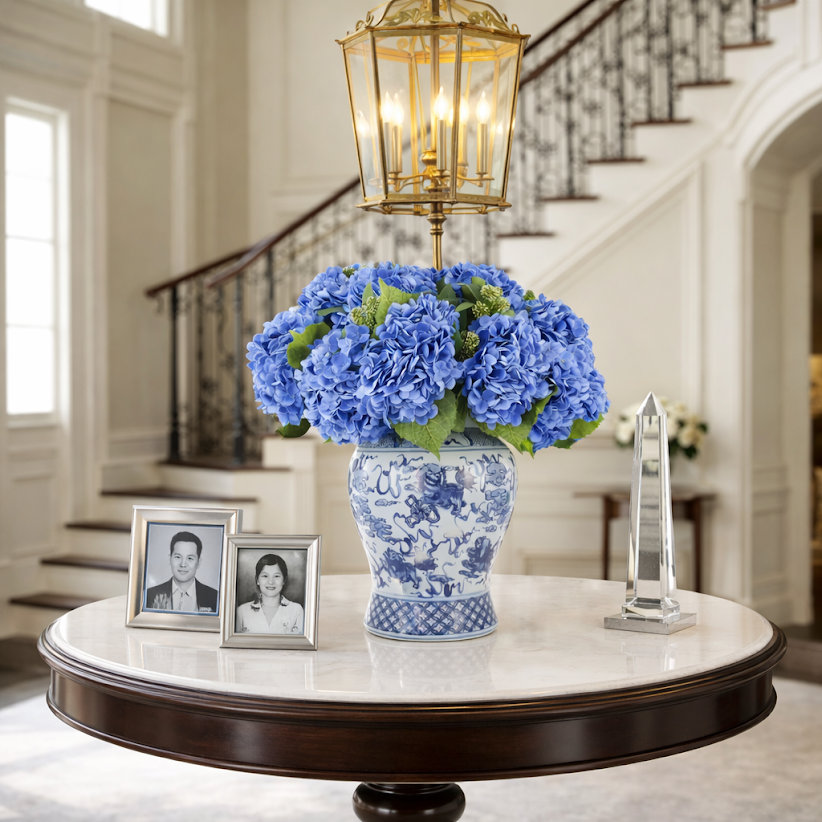 Blue Willow Hydrangea Arrangement