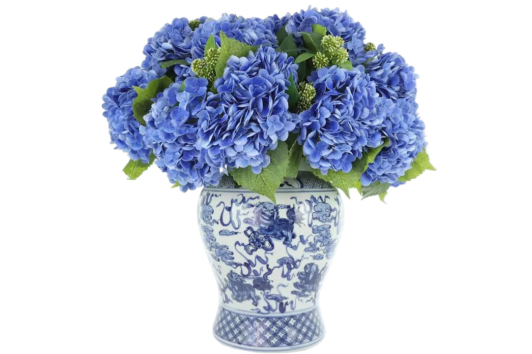 Blue Willow Hydrangea Arrangement