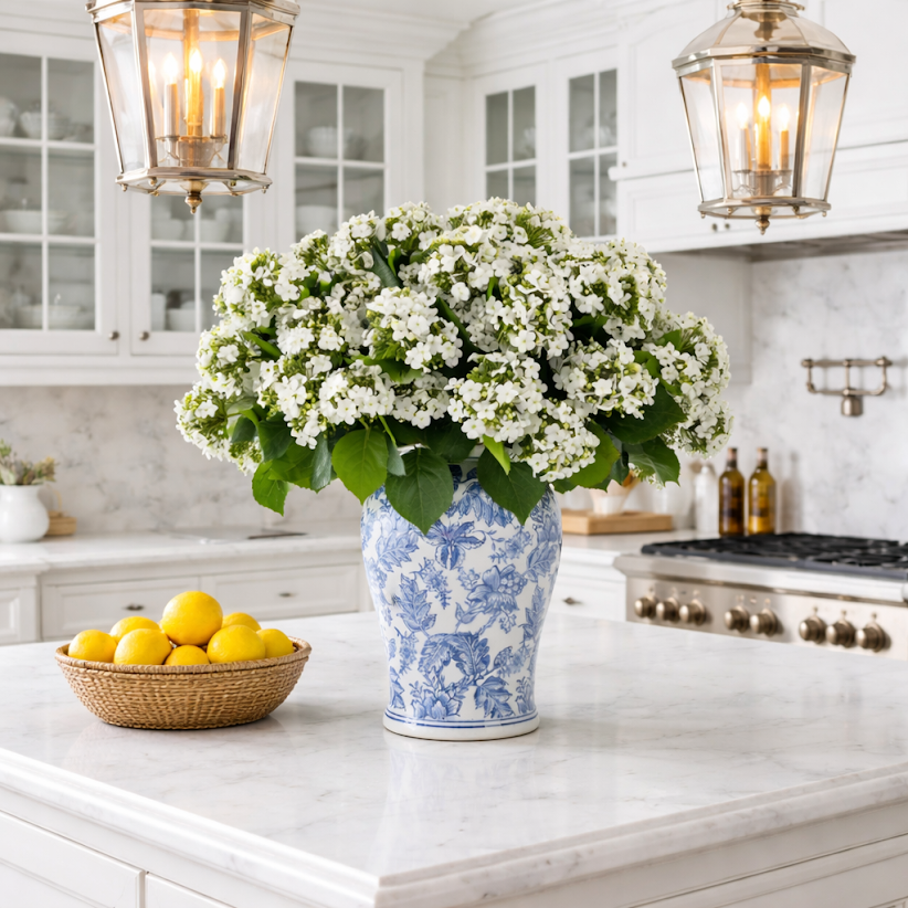 White Hydrangea Chinoiserie Arrangement