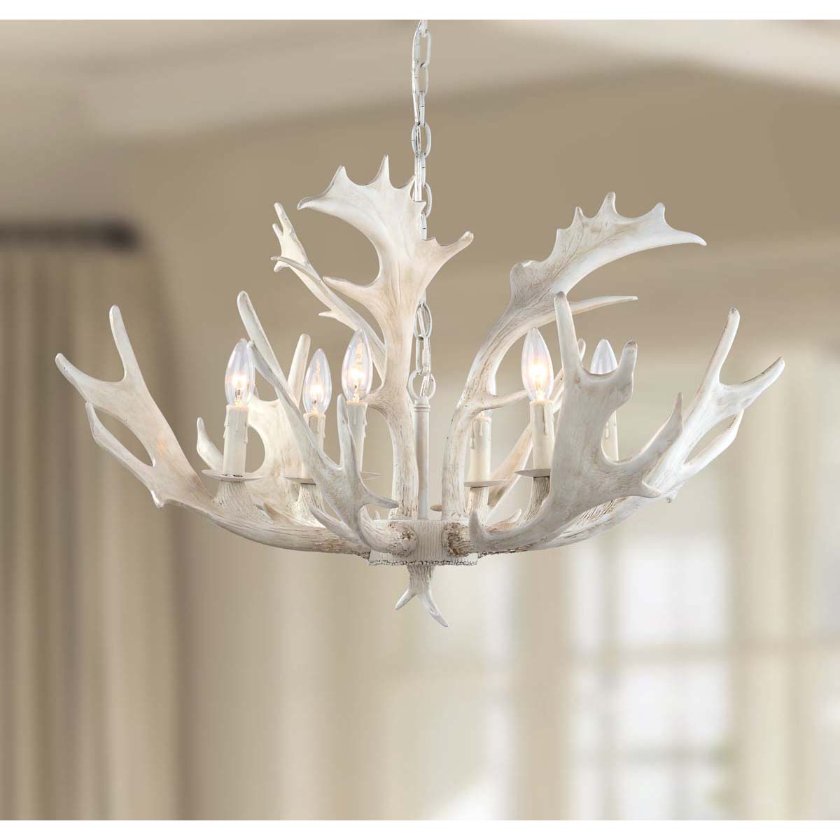 Safavieh Birch 30 Inch Dia Antler Chandelier, CHA4003 - White