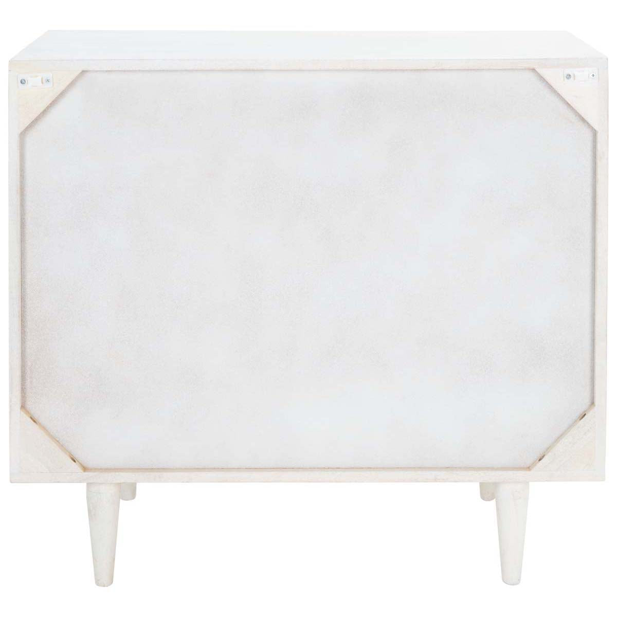 Zinnia 3 Drawer Chest  | Safavieh - White Washed / Silver