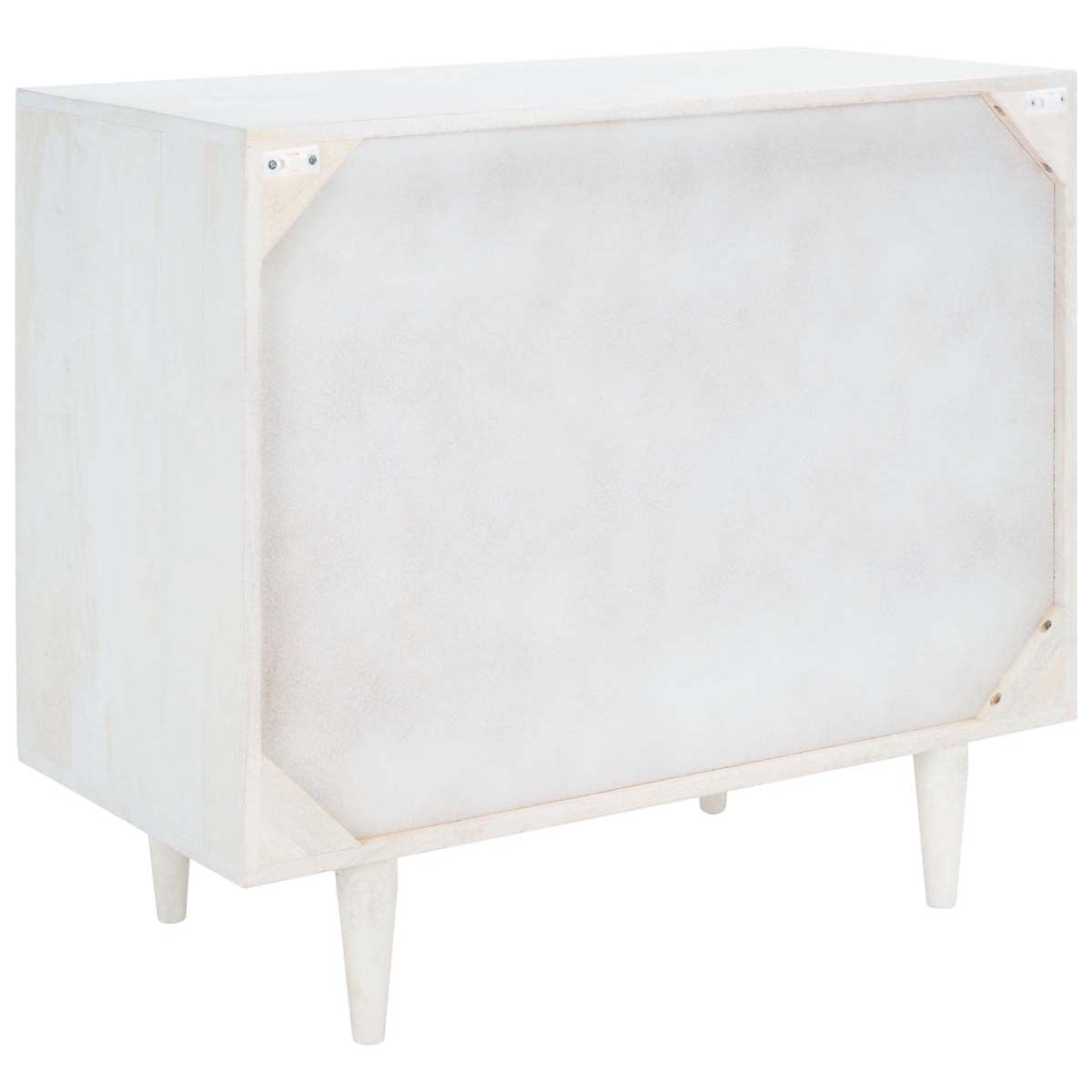 Zinnia 3 Drawer Chest  | Safavieh - White Washed / Silver