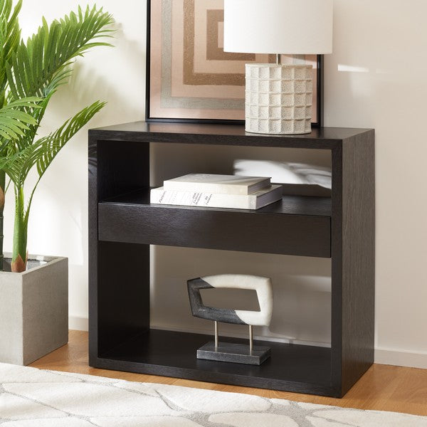 Munson 2 Shelf 1 Drawer Console Table, CNS6605 | Safavieh - Black