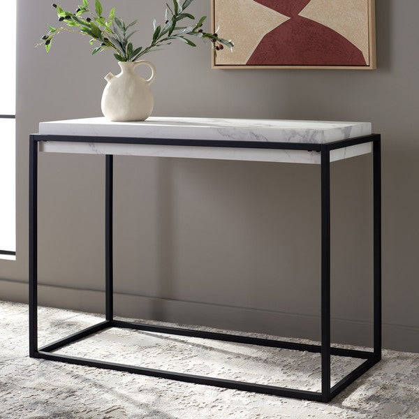 Edgefield Console Table, CNS7004 | Safavieh - White Marble / Black