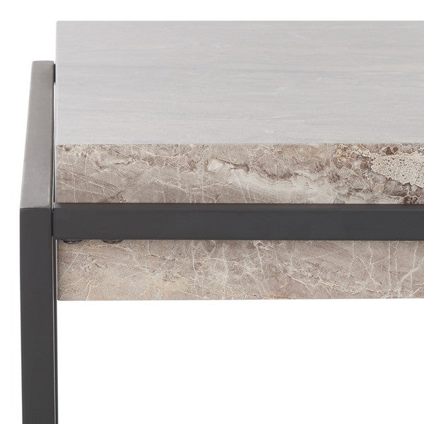 Edgefield Coffee Table, COF7012 | Safavieh - Grey Faux Marble / Black