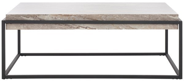 Edgefield Coffee Table, COF7012 | Safavieh - Grey Faux Marble / Black