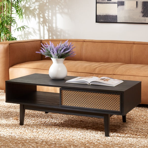 Ceu 2 Door Coffee Table, COF9602 | Safavieh - Black/ Gold