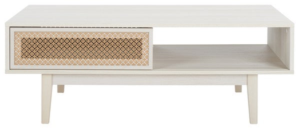 Ceu 2 Door Coffee Table, COF9602 | Safavieh - Bleached White/ Gold