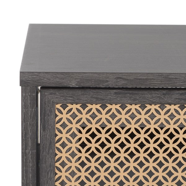 Ceu 2 Door Coffee Table, COF9602 | Safavieh - Distressed Black/ Gold