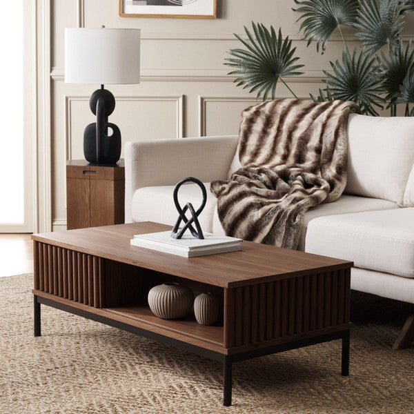 Lylia 2 Door Coffee Table, COF9603 | Safavieh - Walnut / Black