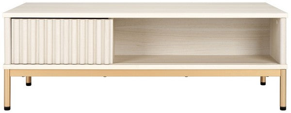 Lylia 2 Door Coffee Table, COF9603 | Safavieh - Bleached White / Gold