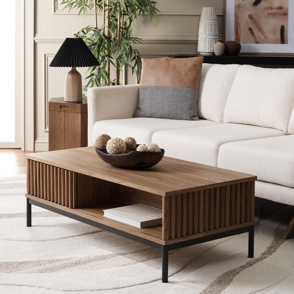 Lylia 2 Door Coffee Table, COF9603 | Safavieh - Oak / Black