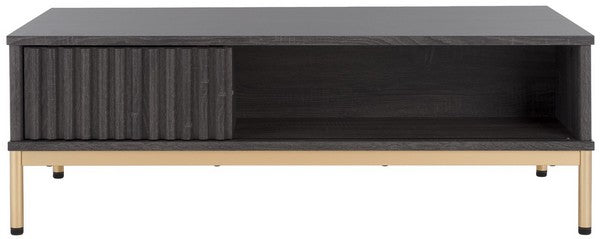 Lylia 2 Door Coffee Table, COF9603 | Safavieh - Distressed Black / Gold