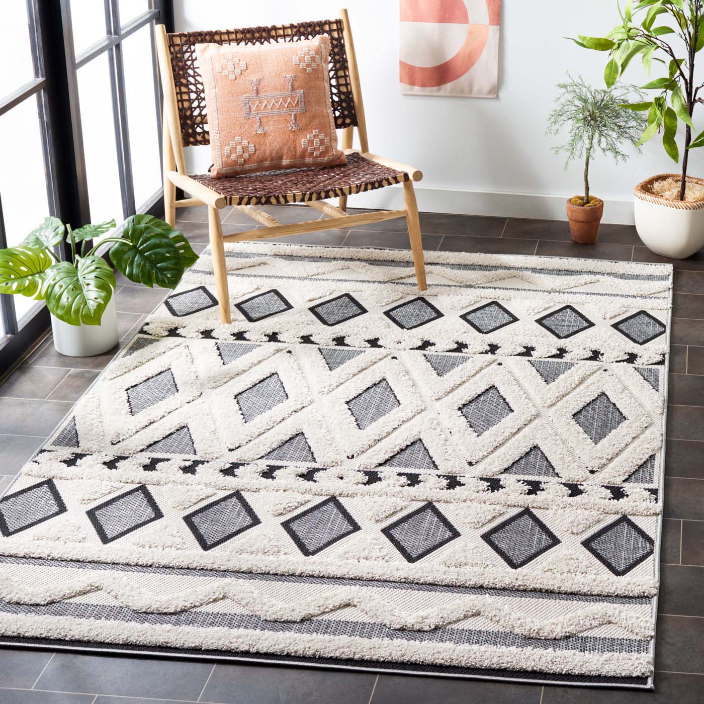 Safavieh Cottage 200 Rug, COT200 - Ivory / Dark Grey