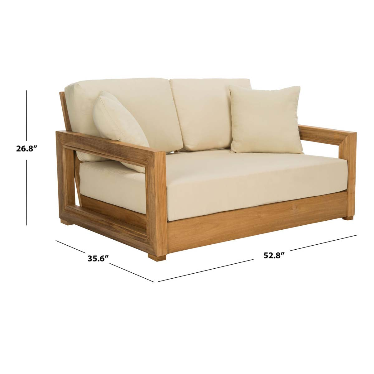 Montford 2-Seat Bench | Safavieh Couture - Natural Teak / Beige