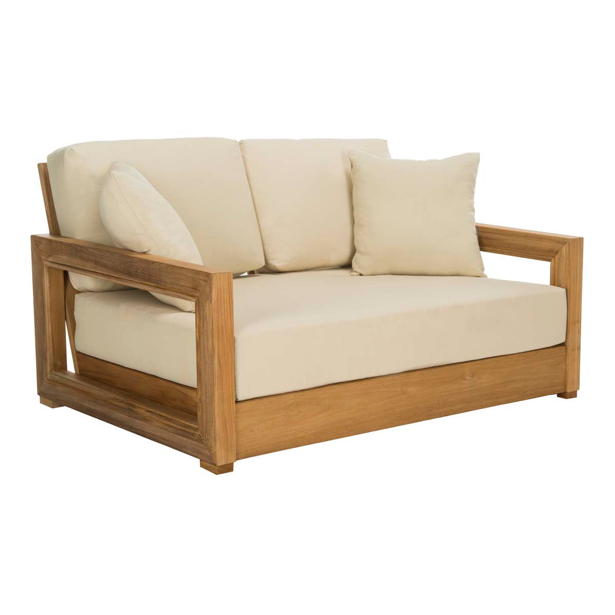 Montford 2-Seat Bench | Safavieh Couture - Natural Teak / Beige