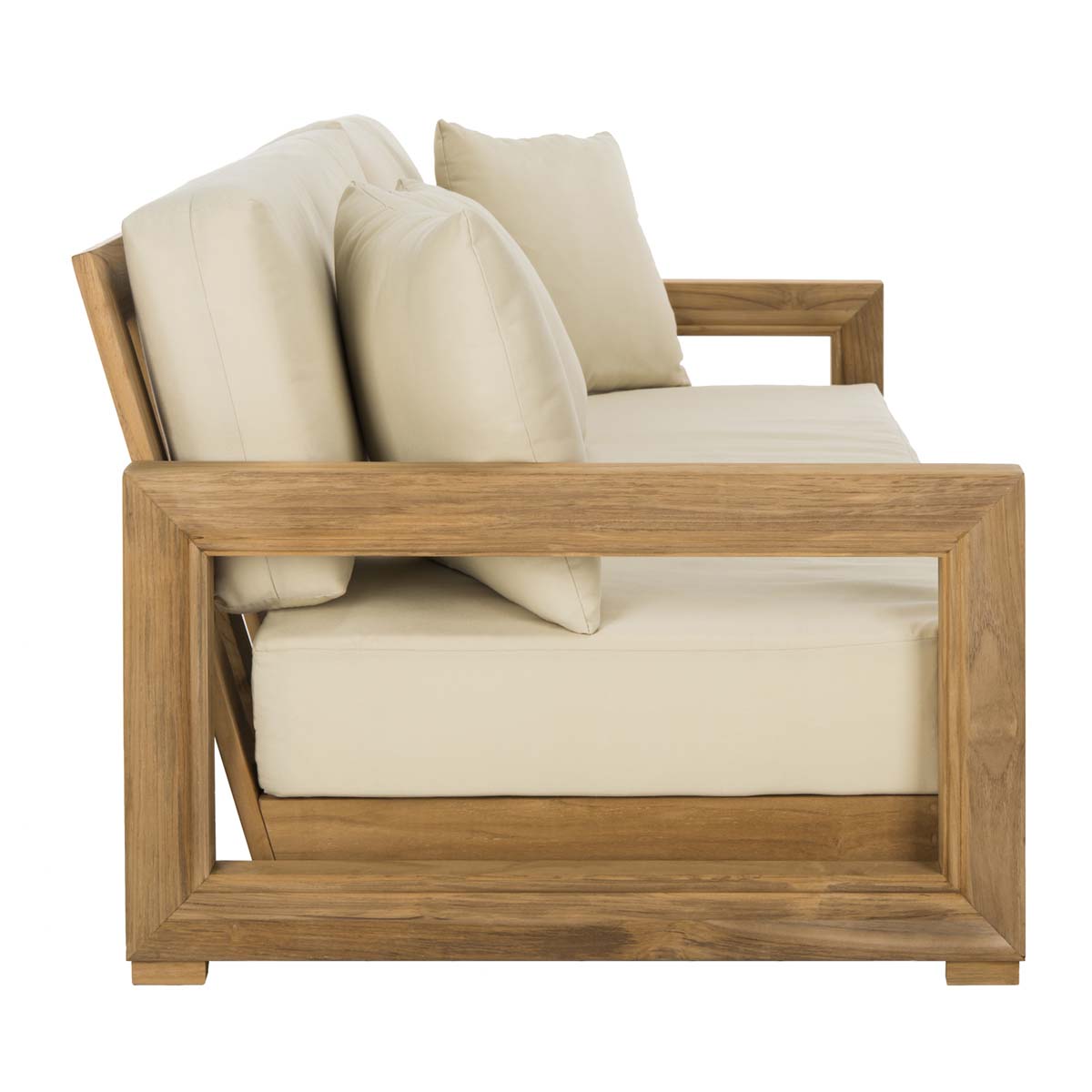 Montford 3-Seat Sofa | Safavieh Couture - Natural Teak / Beige