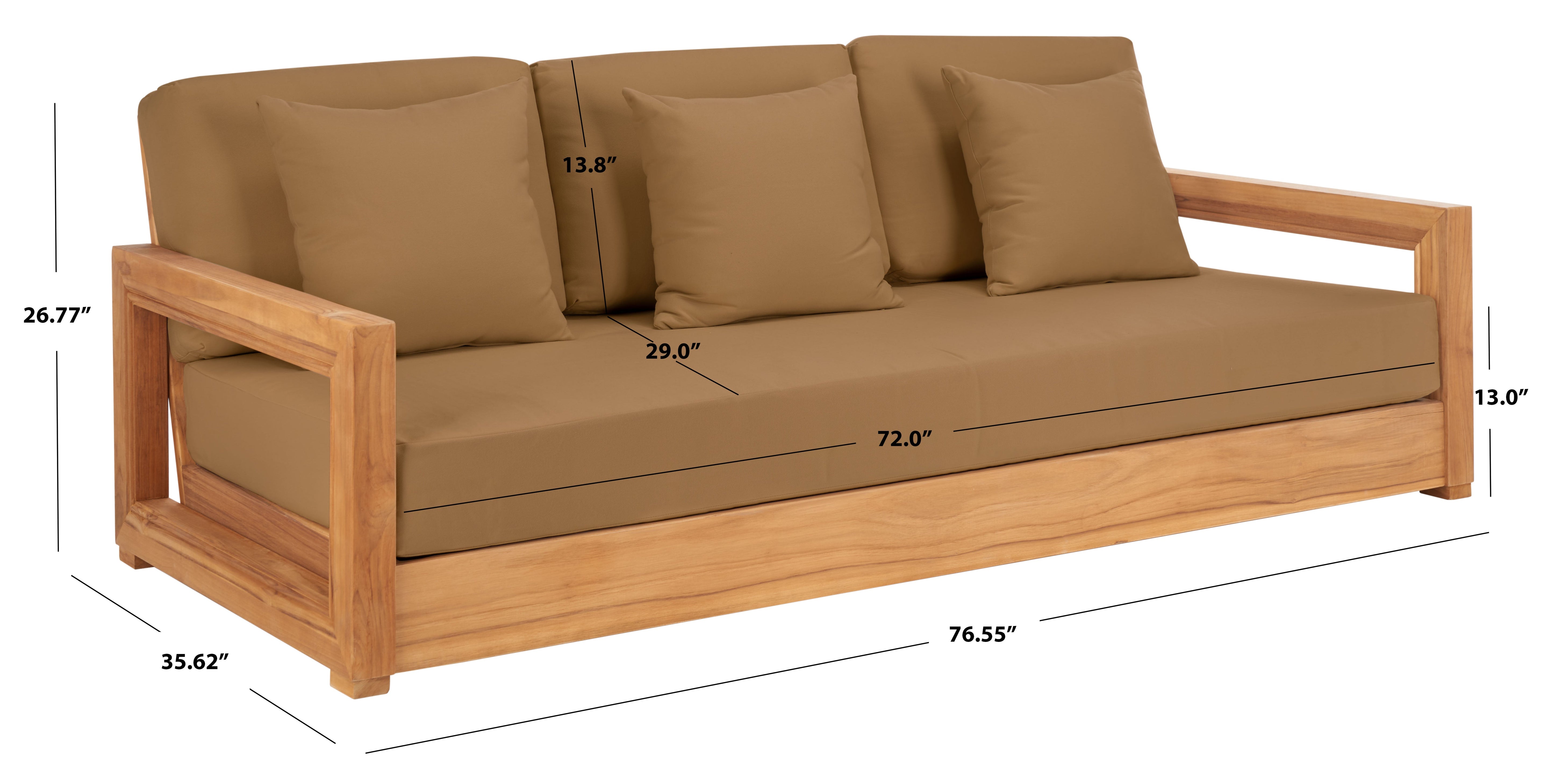 Montford 3-Seat Sofa | Safavieh Couture - CPT1004 - Natural Teak / Brown