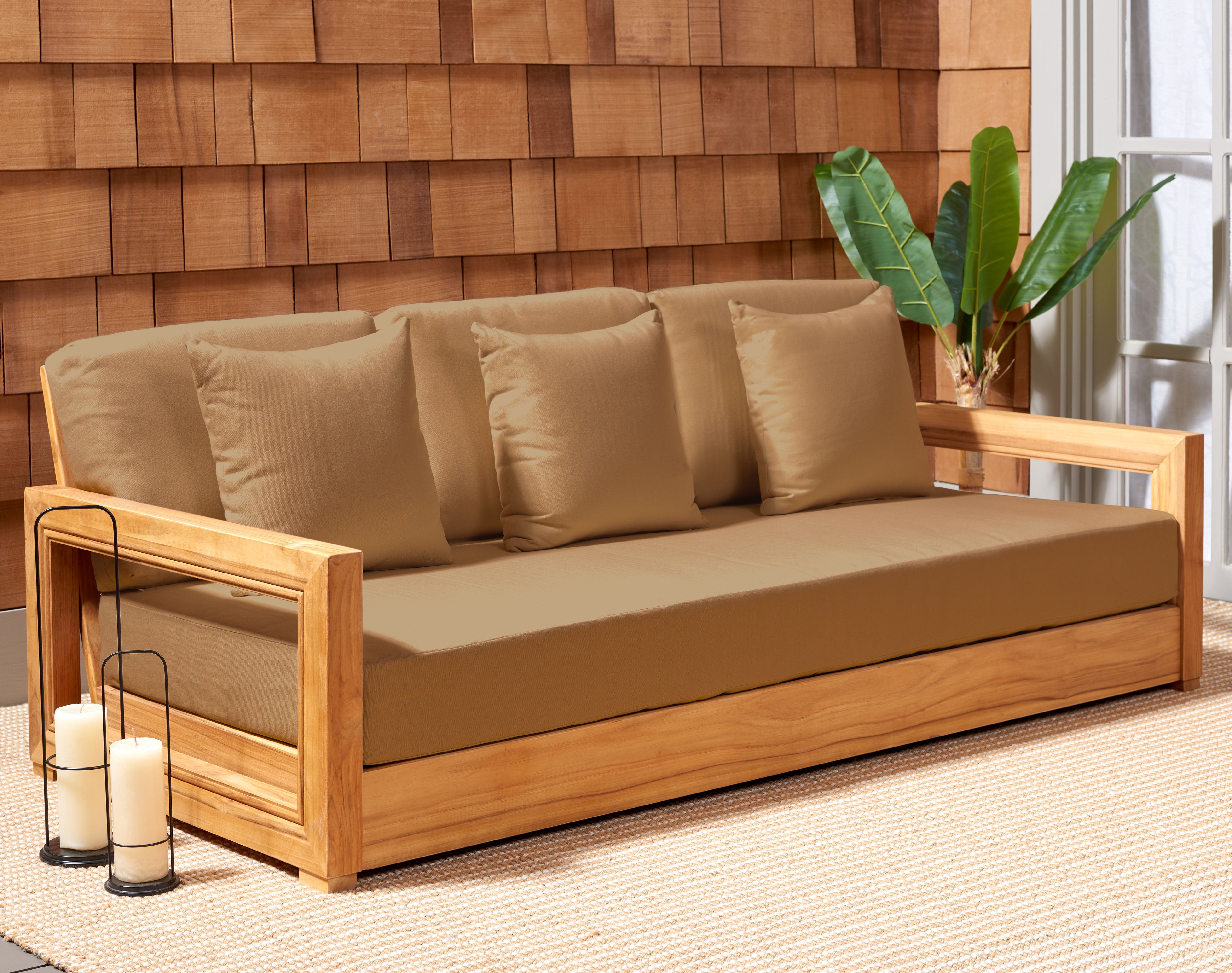 Montford 3-Seat Sofa | Safavieh Couture - CPT1004 - Natural Teak / Brown