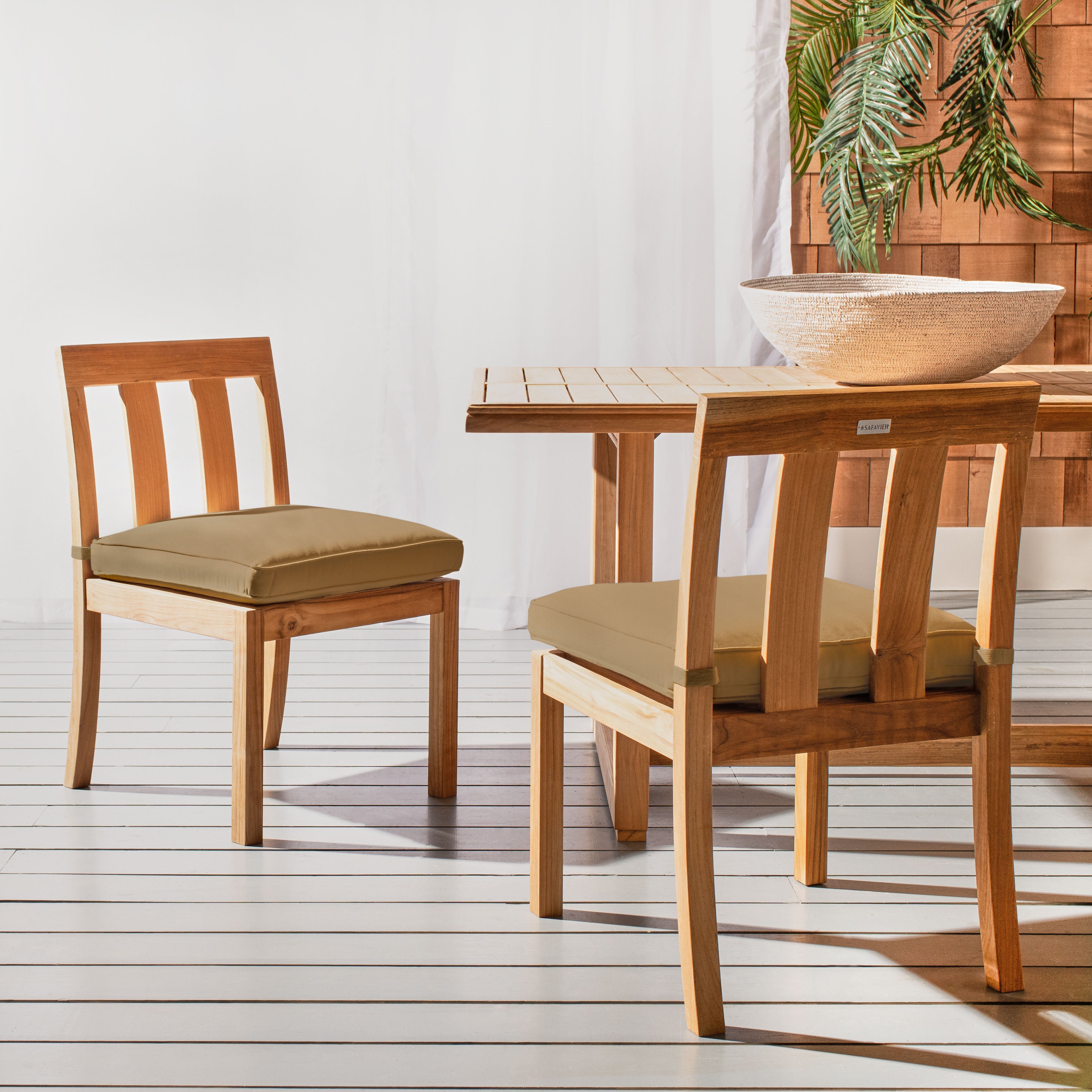 Montford Teak Dining Chair Natural (Set of 2) | Safavieh Couture - Natural Teak / Brown