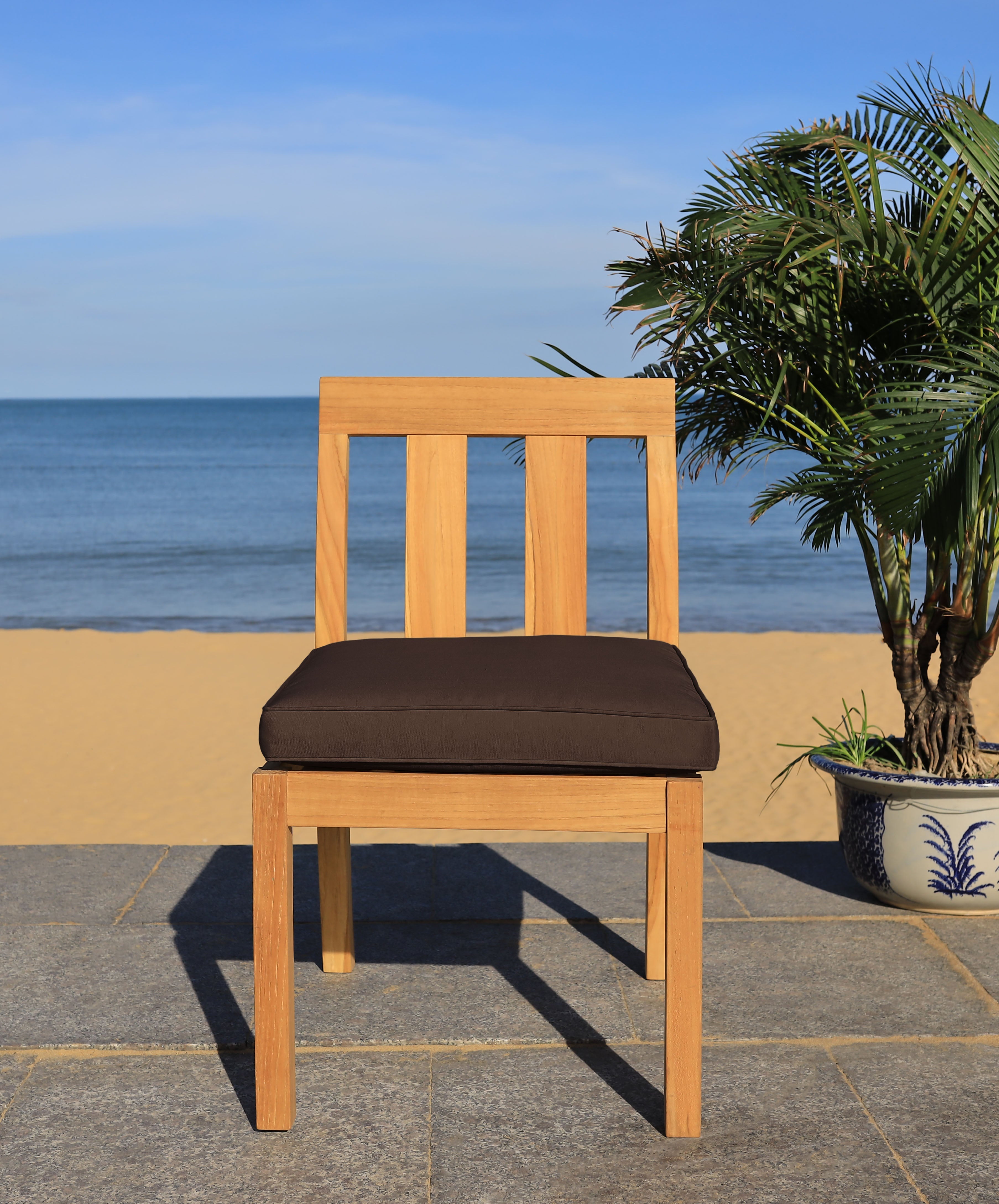 Montford Teak Dining Chair Natural (Set of 2) | Safavieh Couture - Natural Teak / Dark Brown