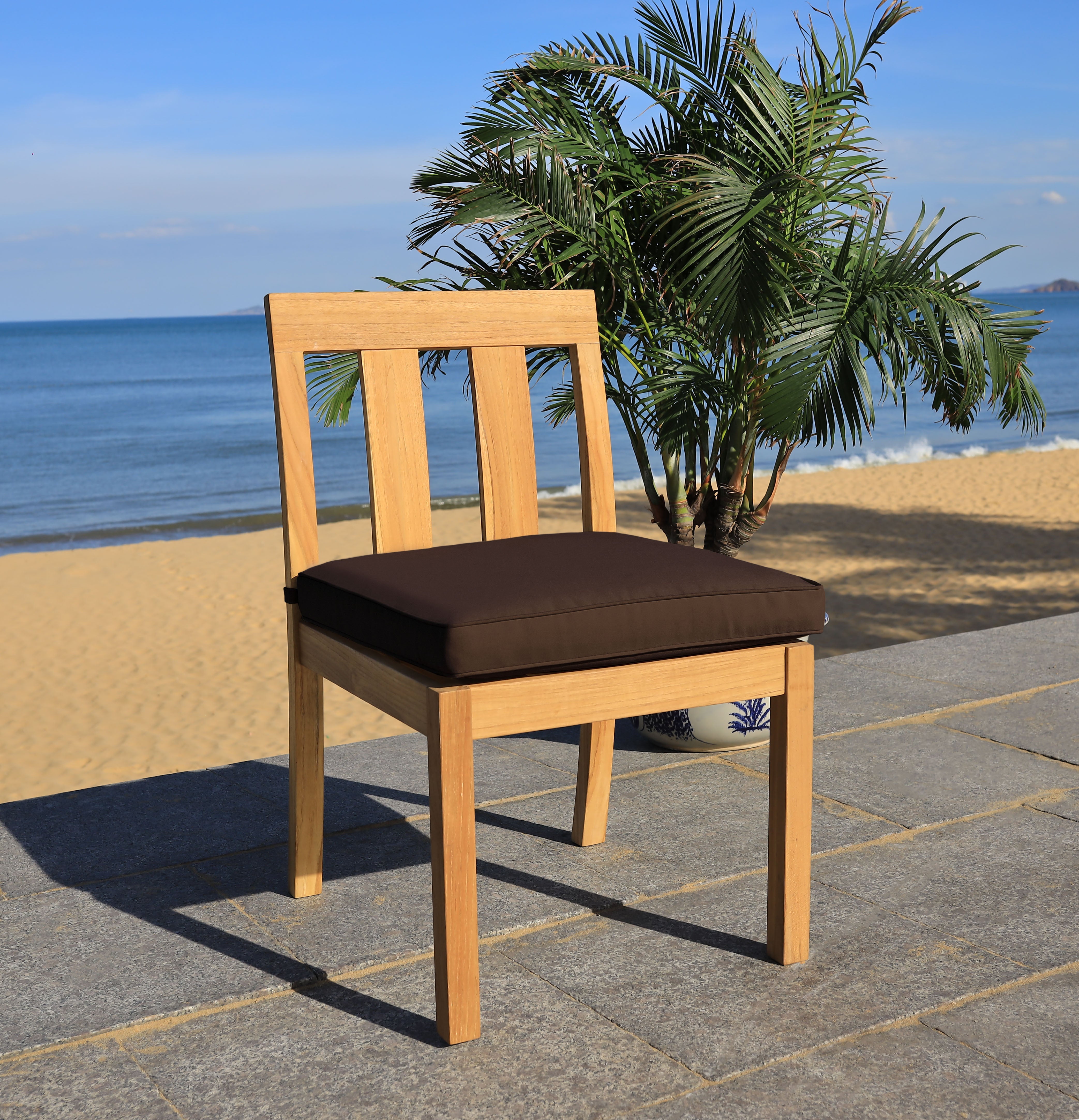 Montford Teak Dining Chair Natural (Set of 2) | Safavieh Couture - Natural Teak / Dark Brown