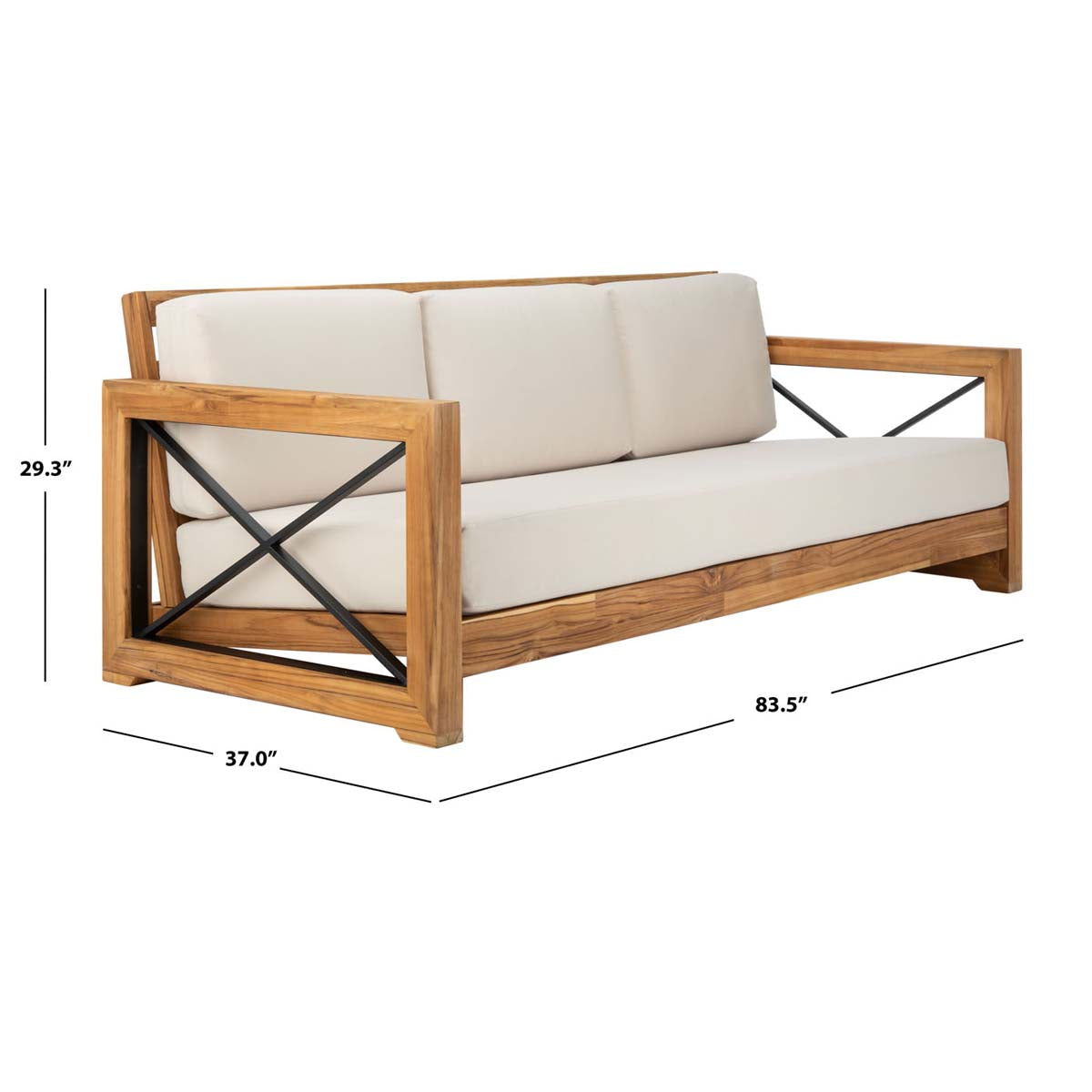 Safavieh Couture Curacao Outdoor Teak 3 - Seat Sofa - Natural / Beige