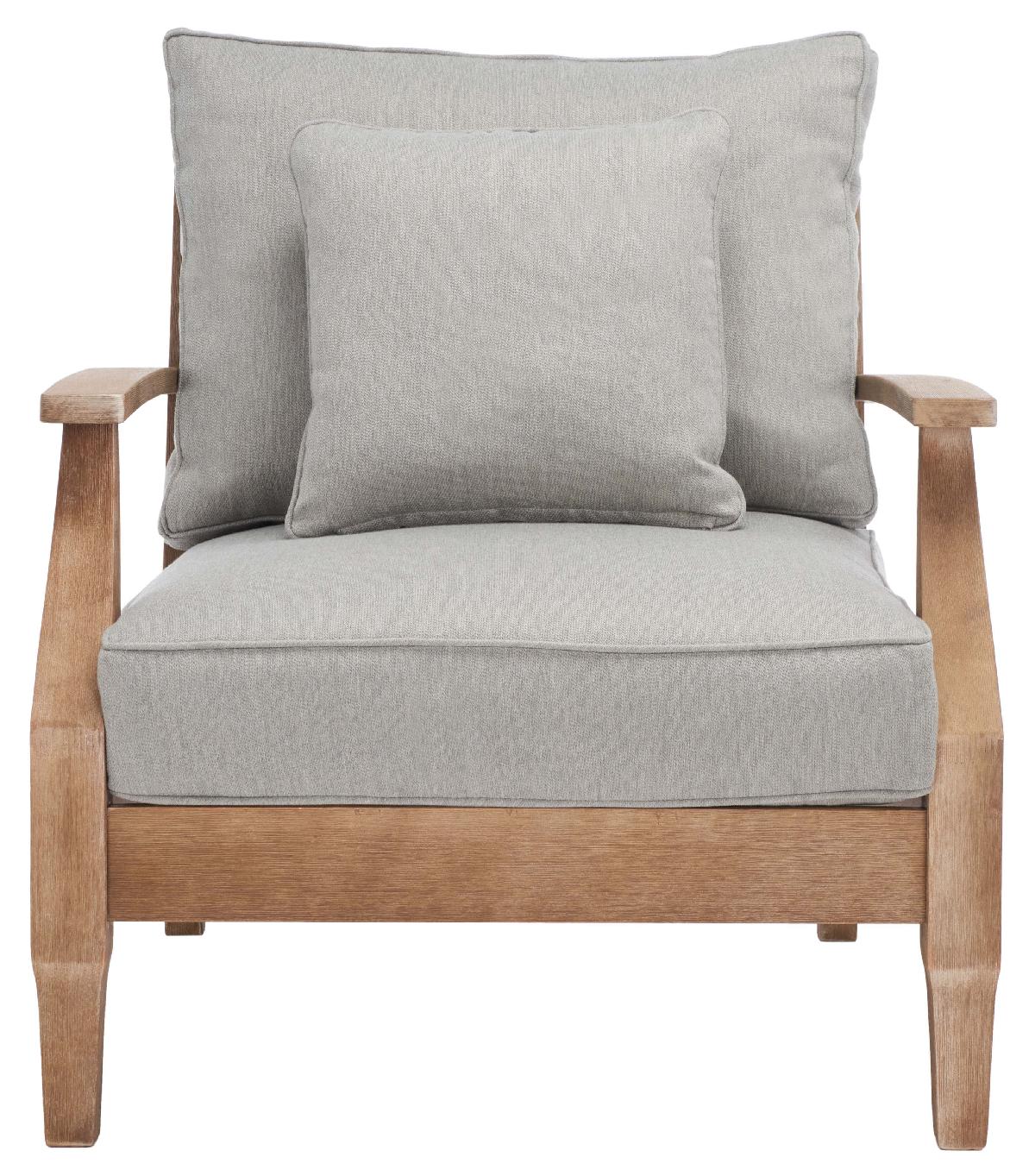 Safavieh Couture Martinique Wood Patio Armchair - Natural / Grey