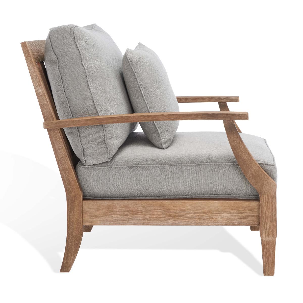 Safavieh Couture Martinique Wood Patio Armchair - Natural / Grey