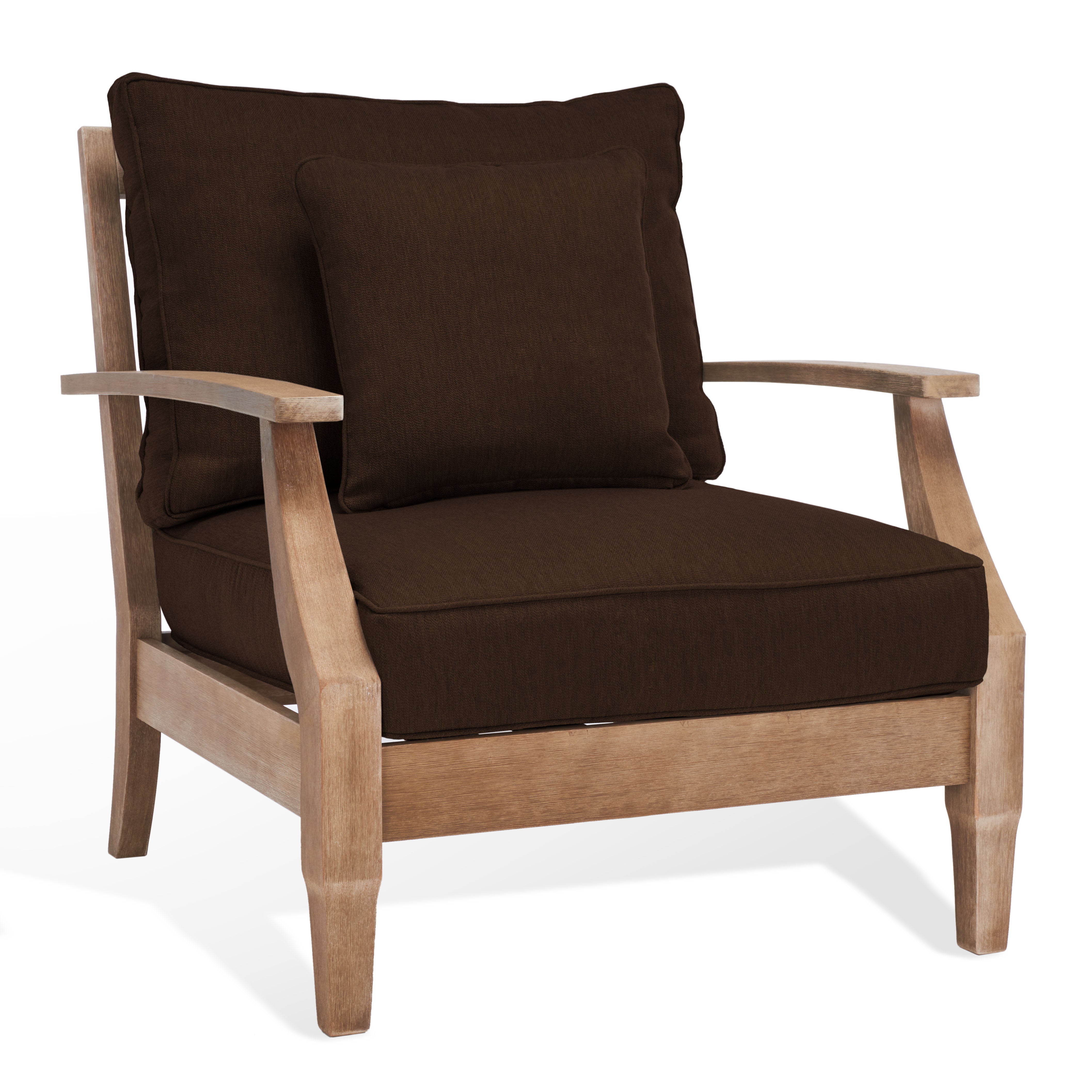 Safavieh Couture Martinique Wood Patio Armchair - Natural / Dark Brown