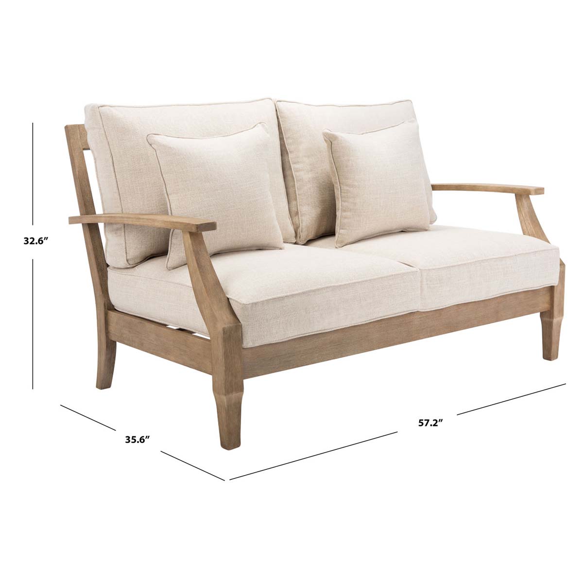 Safavieh Couture Martinique Wood Patio Loveseat - Natural / White