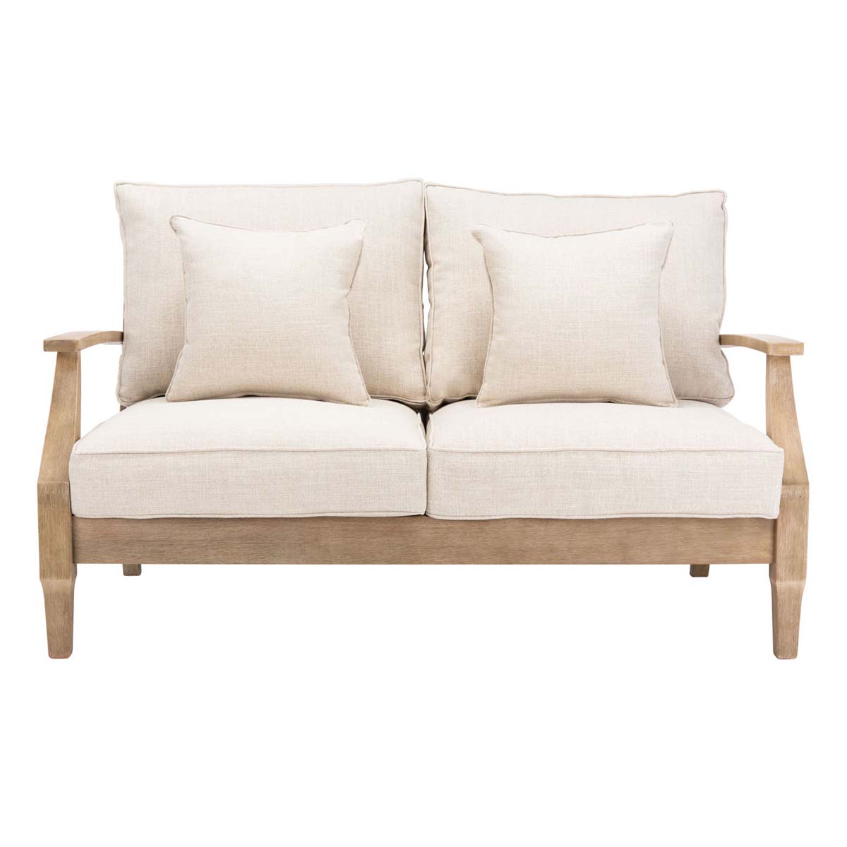 Safavieh Couture Martinique Wood Patio Loveseat - Natural / White