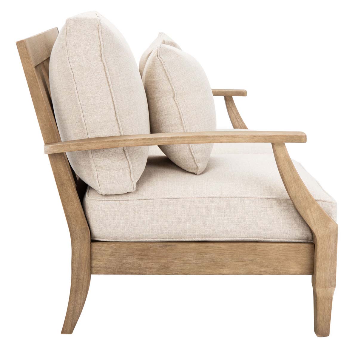 Safavieh Couture Martinique Wood Patio Loveseat - Natural / White