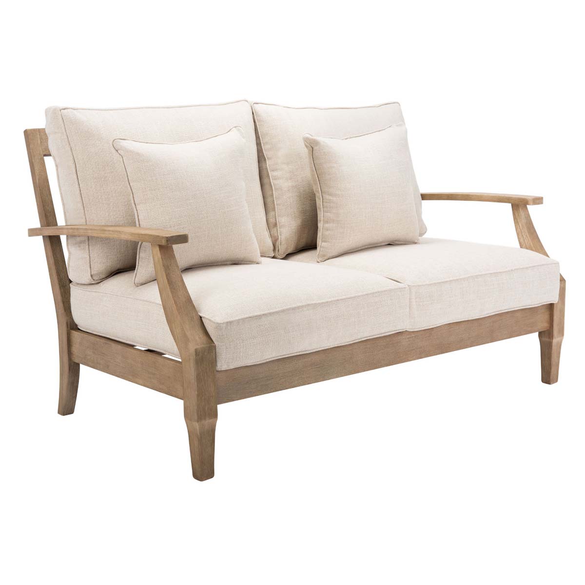 Safavieh Couture Martinique Wood Patio Loveseat - Natural / White