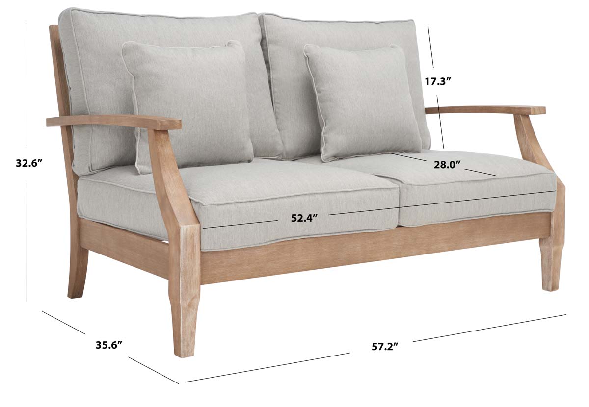 Safavieh Couture Martinique Wood Patio Loveseat - Natural / Grey