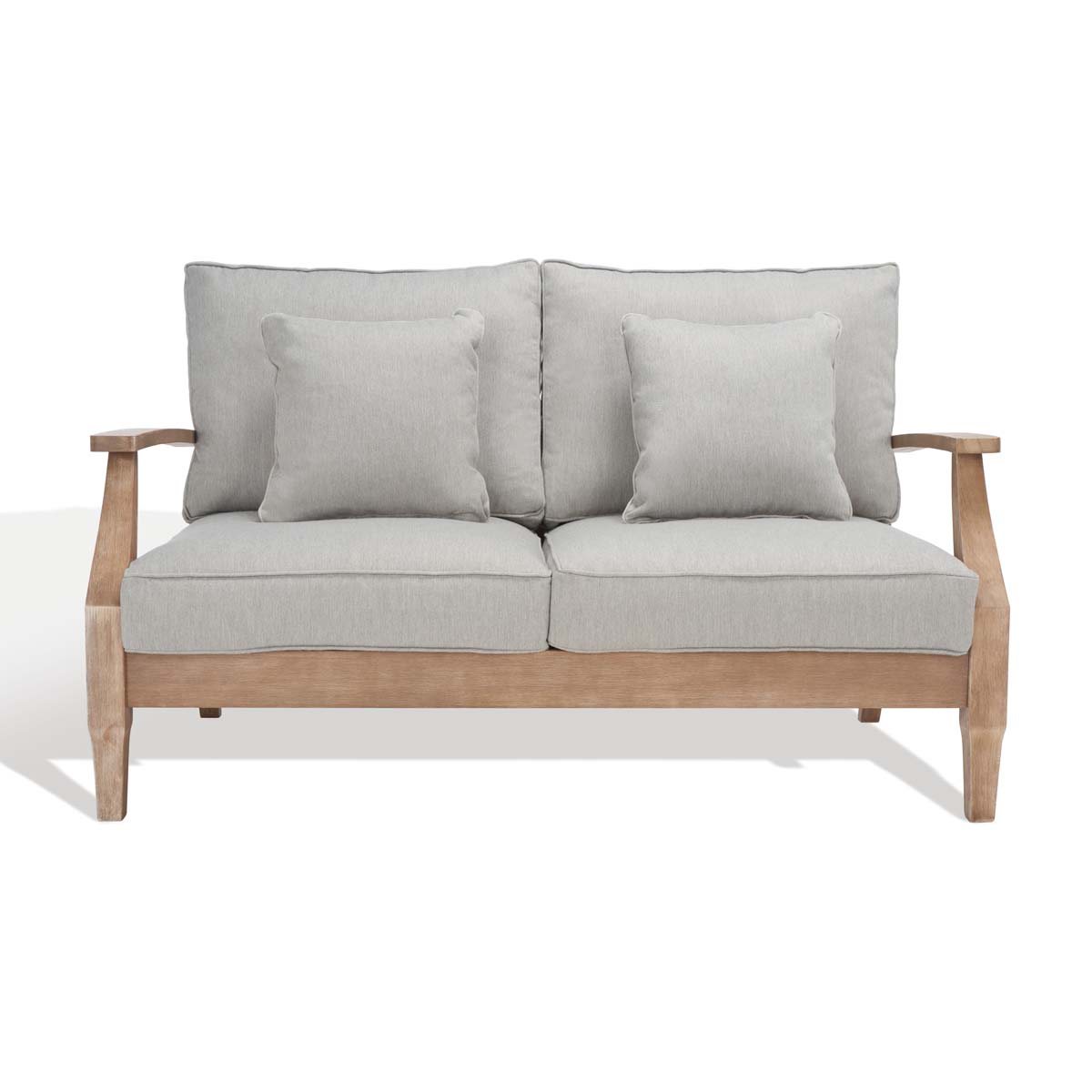 Safavieh Couture Martinique Wood Patio Loveseat - Natural / Grey