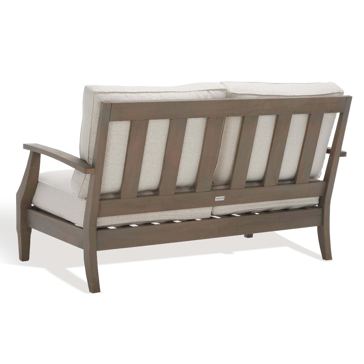 Safavieh Couture Martinique Wood Patio Loveseat - Light Grey / Beige