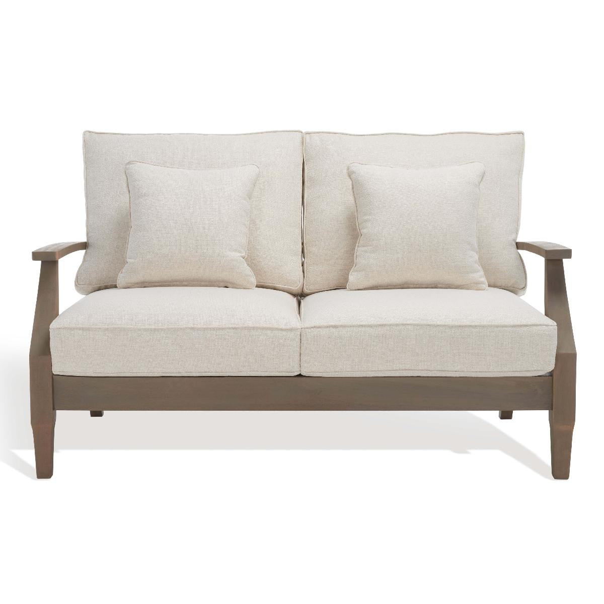 Safavieh Couture Martinique Wood Patio Loveseat - Light Grey / Beige