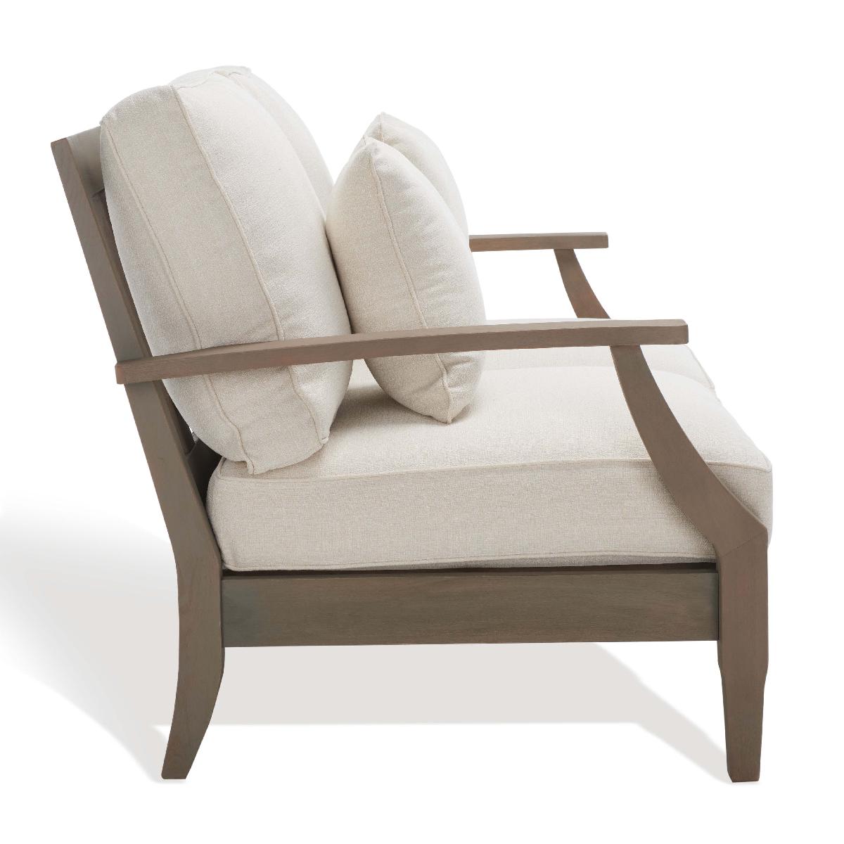 Safavieh Couture Martinique Wood Patio Loveseat - Light Grey / Beige