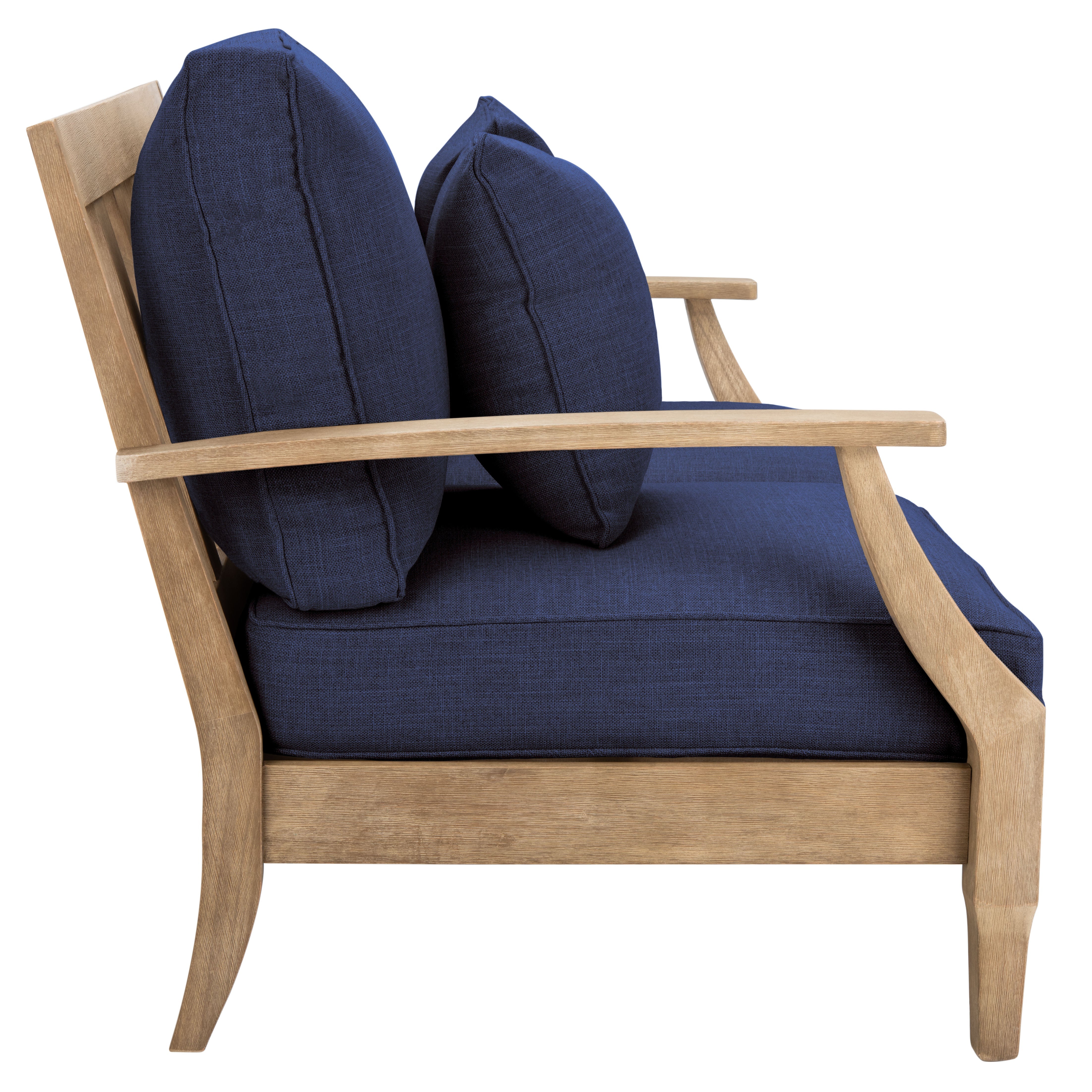 Safavieh Couture Martinique Wood Patio Loveseat - Natural / Navy