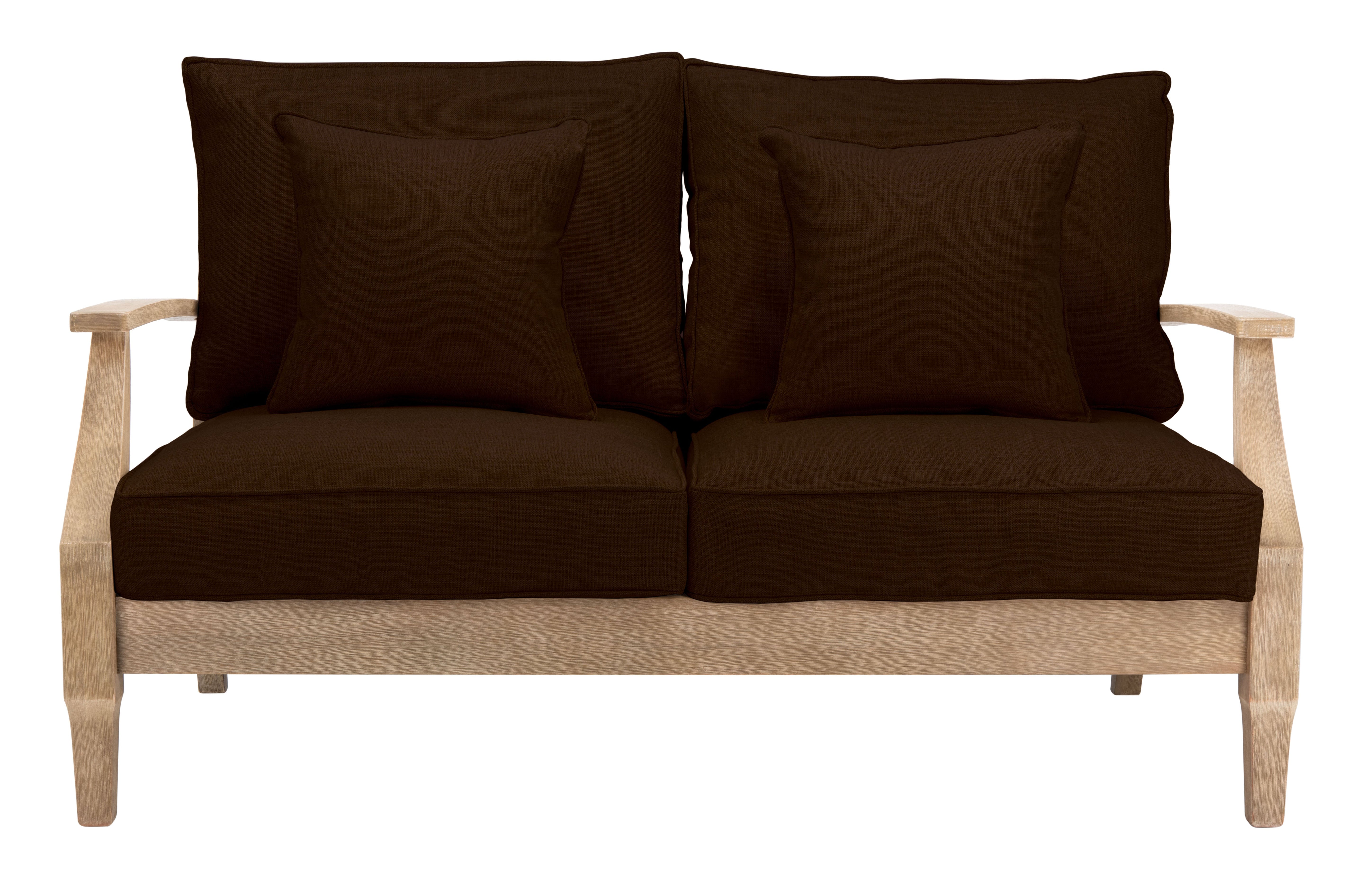 Safavieh Couture Martinique Wood Patio Loveseat - Natural / Dark Brown