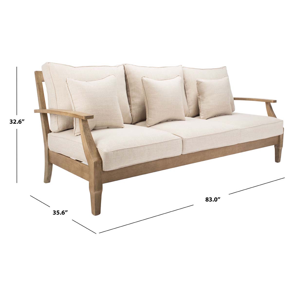 Safavieh Couture Martinique Wood Patio Sofa - Natural / White