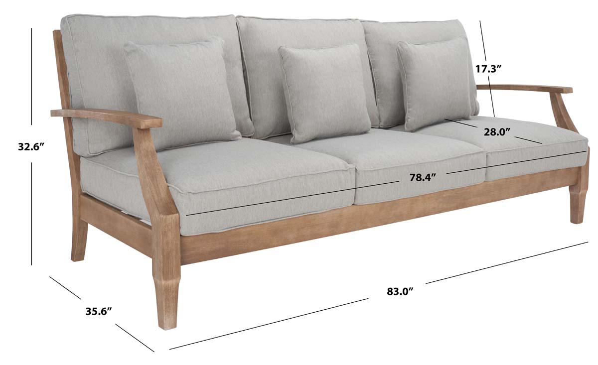 Safavieh Couture Martinique Wood Patio Sofa - Natural / Grey